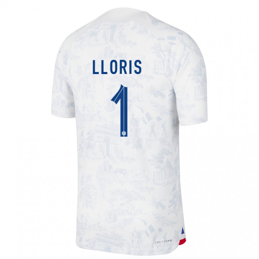 Femme Maillot France Hugo Lloris #1 Blanc Bleu Tenues Extérieur 22-24 T-shirt Belgique
