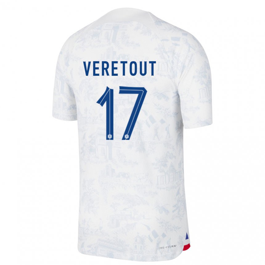 Damen Französische Jordan Veretout #17 Weiß Blau Auswärtstrikot Trikot 22-24 T-shirt Belgien