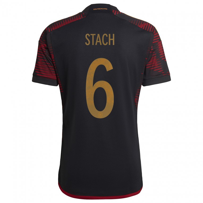 Damen Deutsche Anton Stach #6 Schwarz Kastanienbraun Auswärtstrikot Trikot 22-24 T-shirt Belgien