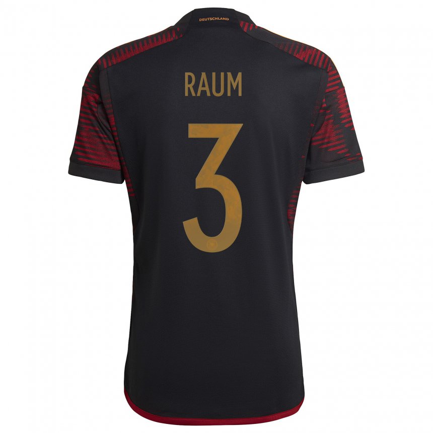 Damen Deutsche David Raum #3 Schwarz Kastanienbraun Auswärtstrikot Trikot 22-24 T-shirt Belgien