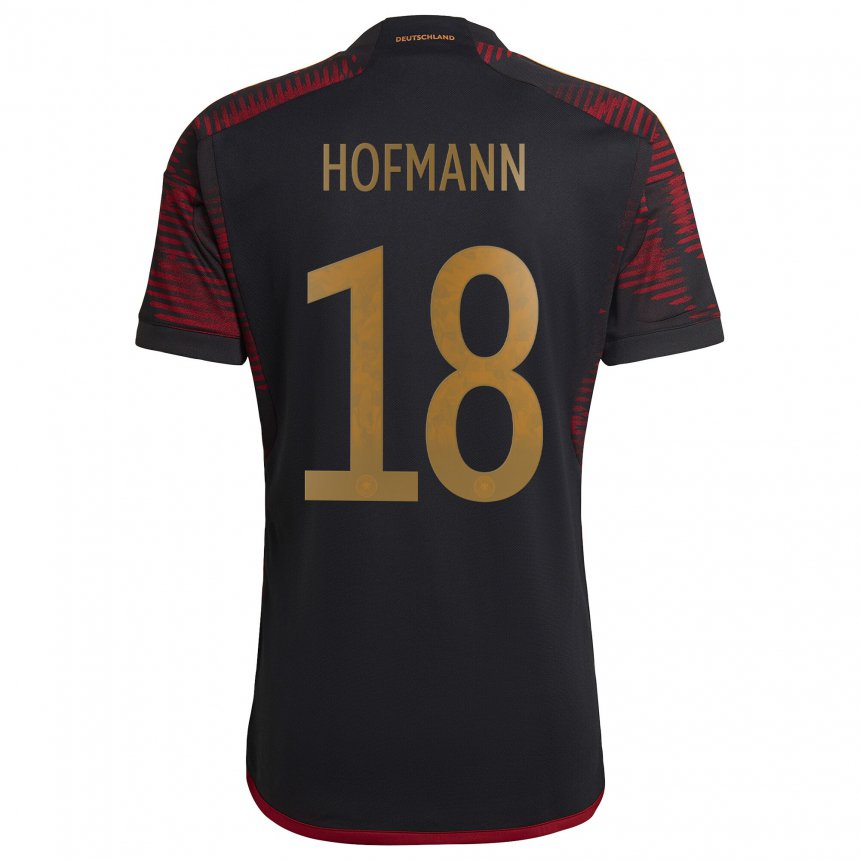 Damen Deutsche Jonas Hofmann #18 Schwarz Kastanienbraun Auswärtstrikot Trikot 22-24 T-shirt Belgien