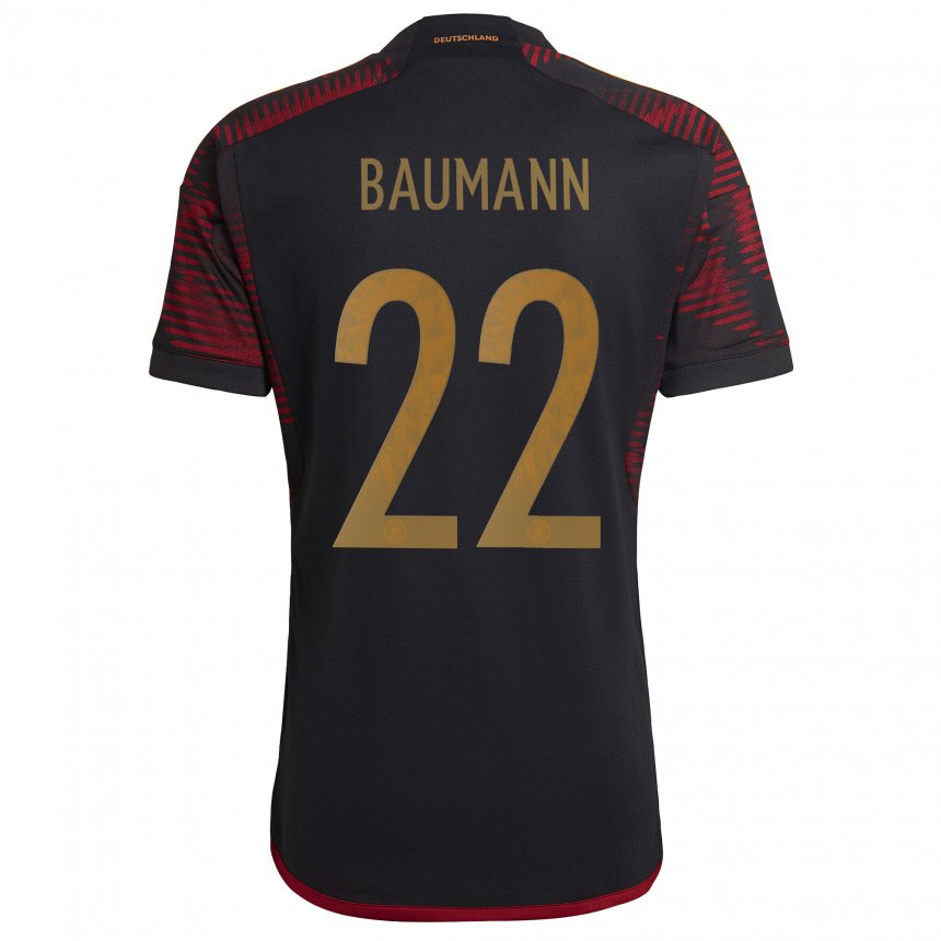 Damen Deutsche Oliver Baumann #22 Schwarz Kastanienbraun Auswärtstrikot Trikot 22-24 T-shirt Belgien