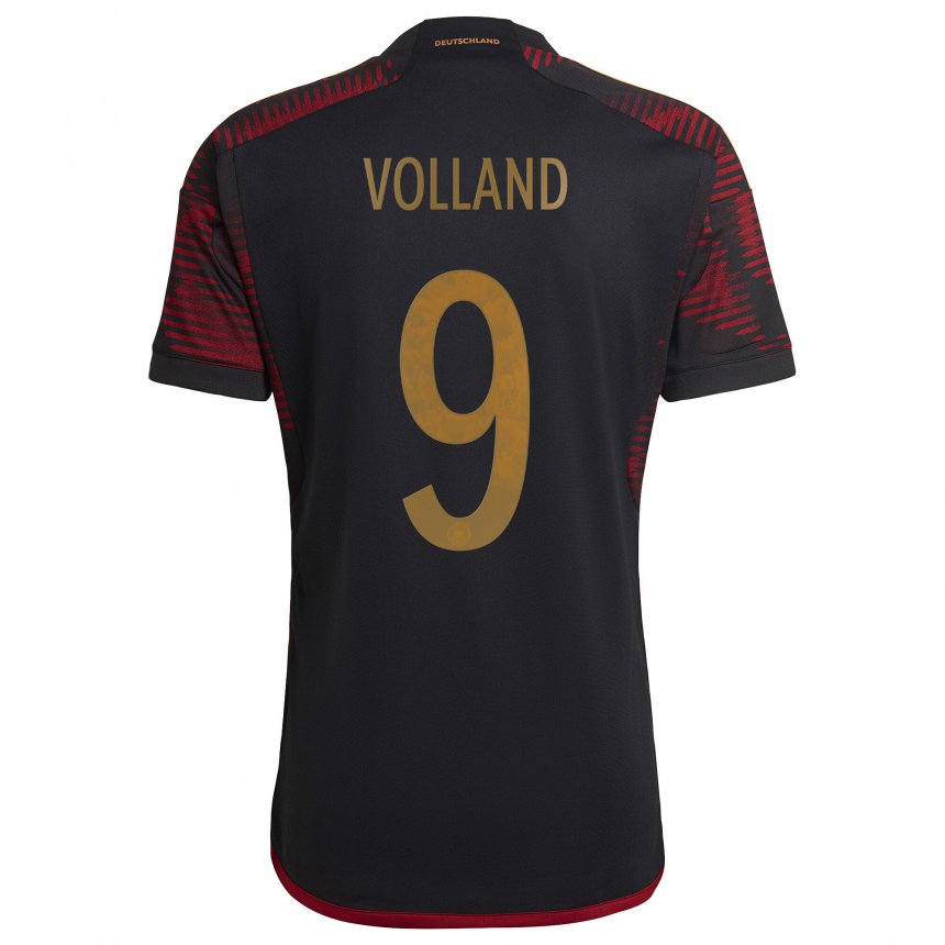 Damen Deutsche Kevin Volland #9 Schwarz Kastanienbraun Auswärtstrikot Trikot 22-24 T-shirt Belgien