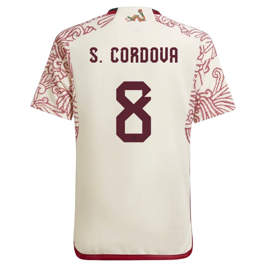 Damen Mexikanische Sebastian Cordova #8 Wunder Weiß Rot Auswärtstrikot Trikot 22-24 T-shirt Belgien