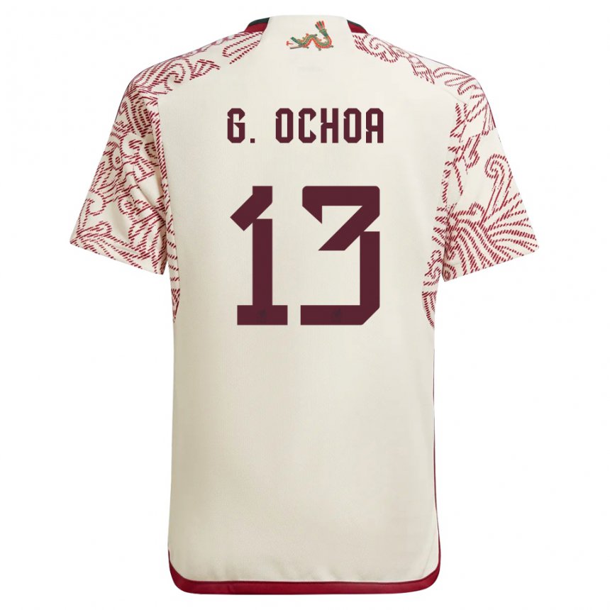 Damen Mexikanische Guillermo Ochoa #13 Wunder Weiß Rot Auswärtstrikot Trikot 22-24 T-shirt Belgien
