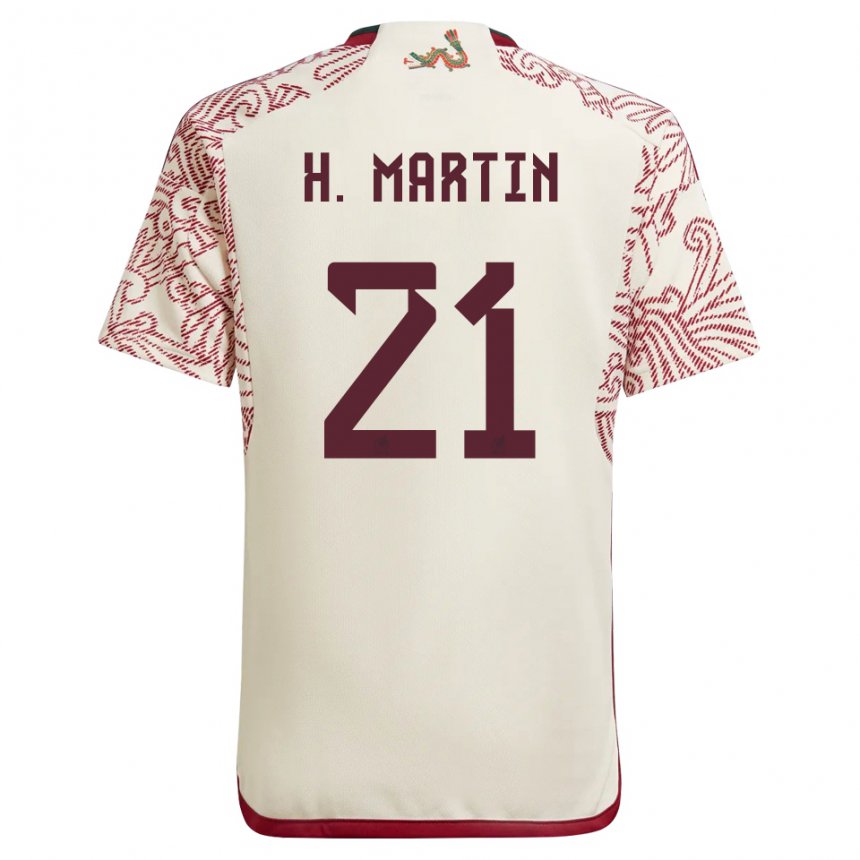 Damen Mexikanische Henry Martin #21 Wunder Weiß Rot Auswärtstrikot Trikot 22-24 T-shirt Belgien