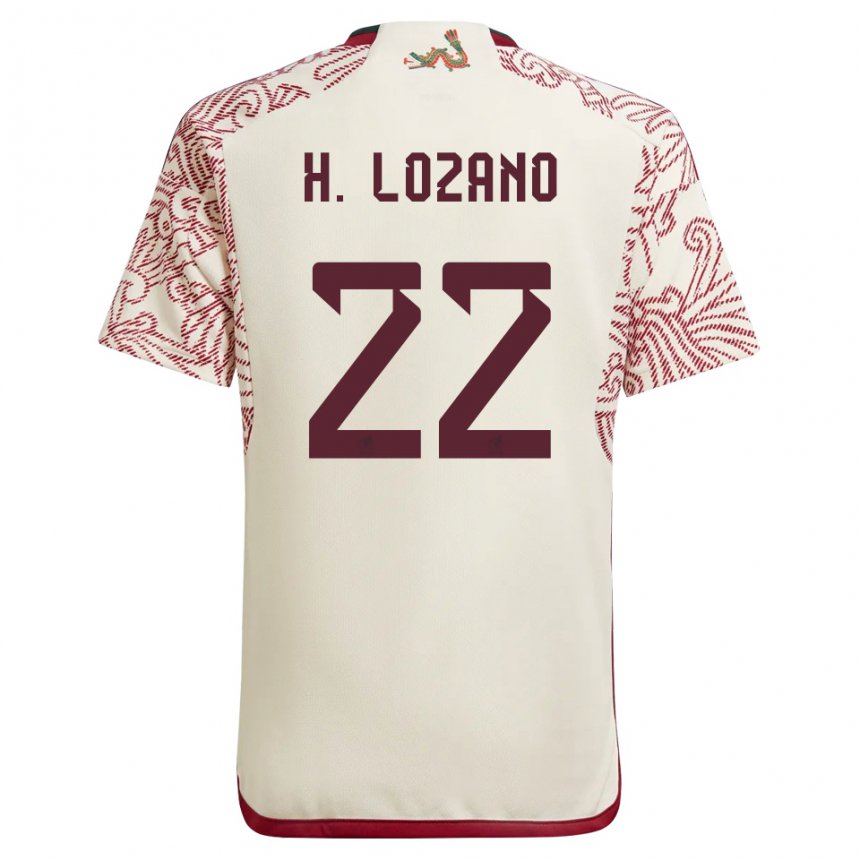 Damen Mexikanische Hirving Lozano #22 Wunder Weiß Rot Auswärtstrikot Trikot 22-24 T-shirt Belgien