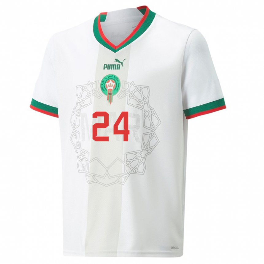 Damen Marokkanische Fahd Moufy #24 Weiß Auswärtstrikot Trikot 22-24 T-shirt Belgien