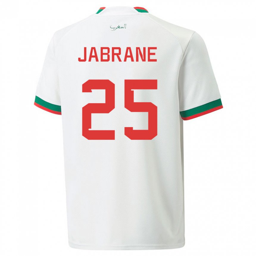 Dames Marokkaans Yahya Jabrane #25 Wit Uitshirt Uittenue 22-24 T-shirt België