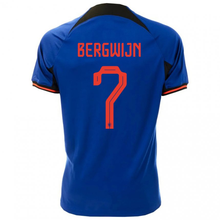 Damen Niederländische Steven Bergwijn #7 Königsblau Auswärtstrikot Trikot 22-24 T-shirt Belgien