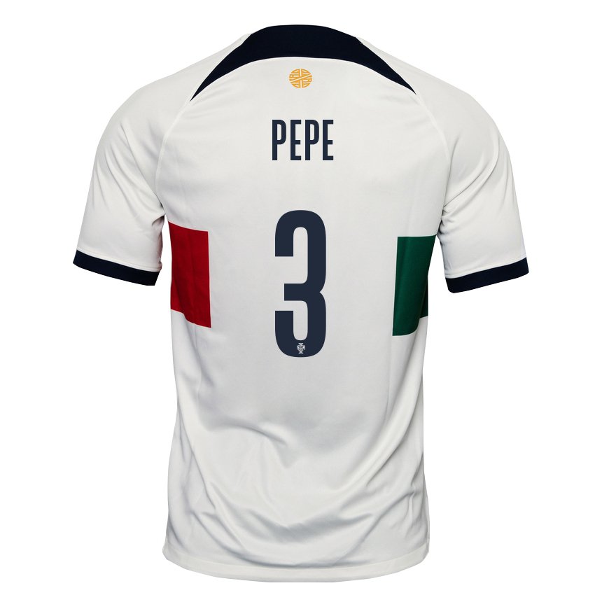 Damen Portugiesische Pepe #3 Weiß Auswärtstrikot Trikot 22-24 T-shirt Belgien