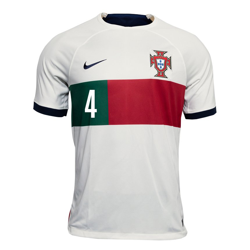 Damen Portugiesische Ruben Dias #4 Weiß Auswärtstrikot Trikot 22-24 T-shirt Belgien
