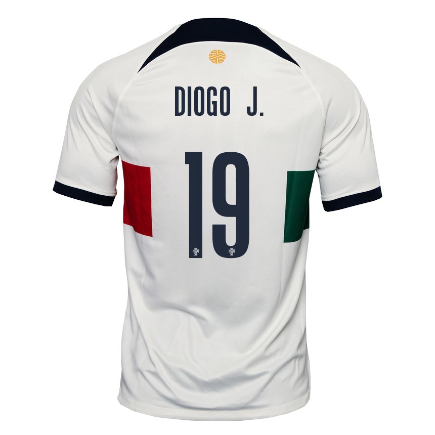 Damen Portugiesische Diogo Jota #19 Weiß Auswärtstrikot Trikot 22-24 T-shirt Belgien