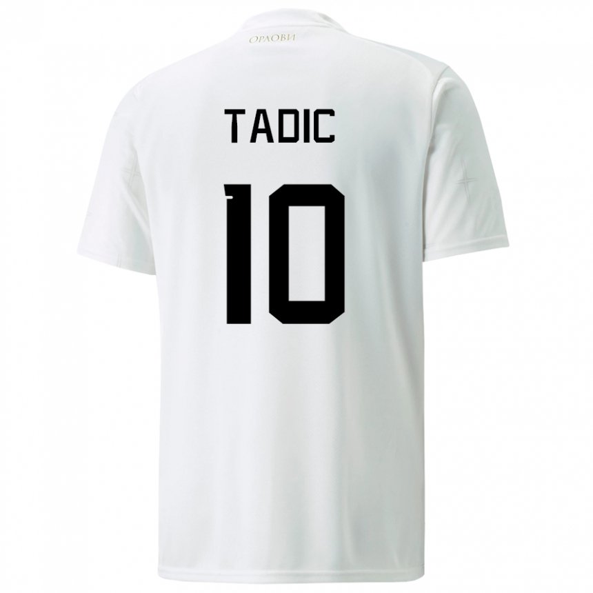 Damen Serbische Dusan Tadic #10 Weiß Auswärtstrikot Trikot 22-24 T-shirt Belgien