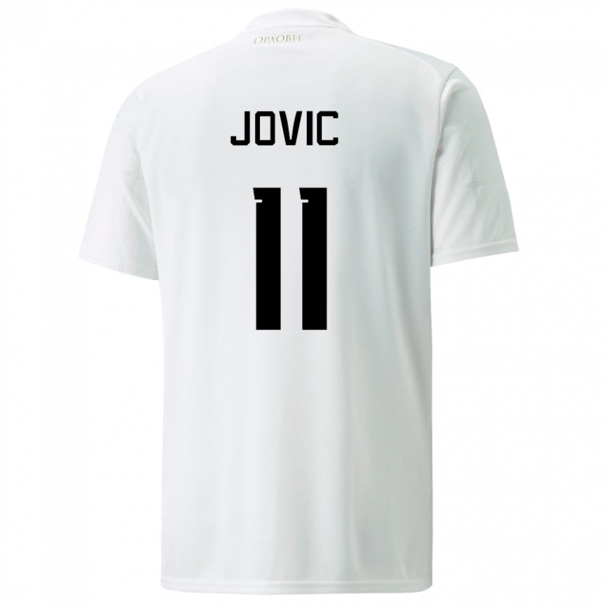 Femme Maillot Serbie Luka Jovic #11 Blanc Tenues Extérieur 22-24 T-shirt Belgique