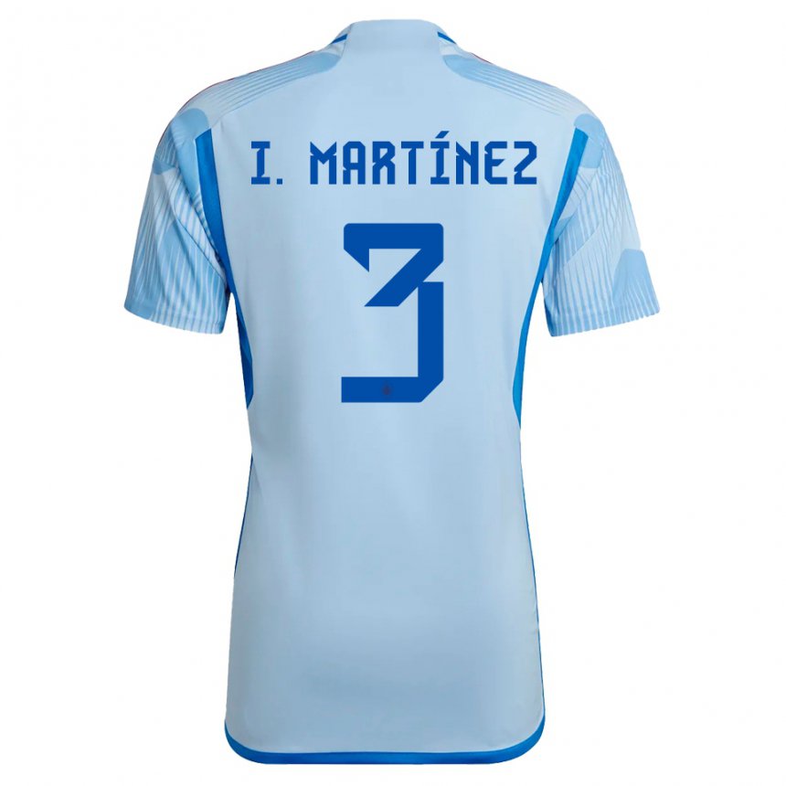 Femme Maillot Espagne Inigo Martinez #3 Bleu Ciel Tenues Extérieur 22-24 T-shirt Belgique