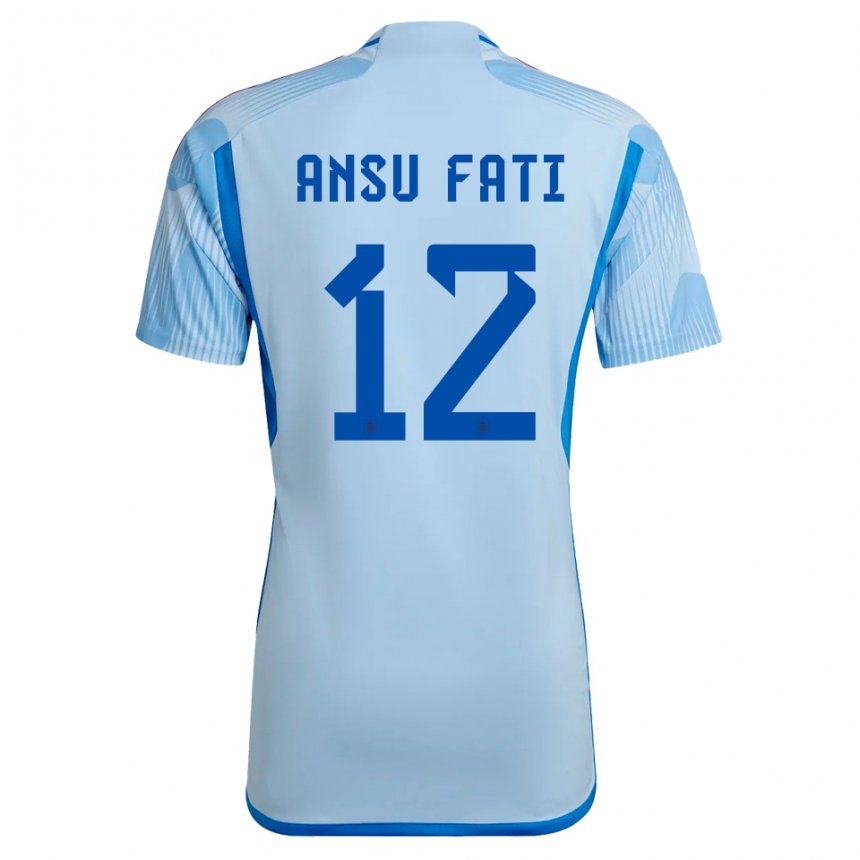 Femme Maillot Espagne Ansu Fati #12 Bleu Ciel Tenues Extérieur 22-24 T-shirt Belgique