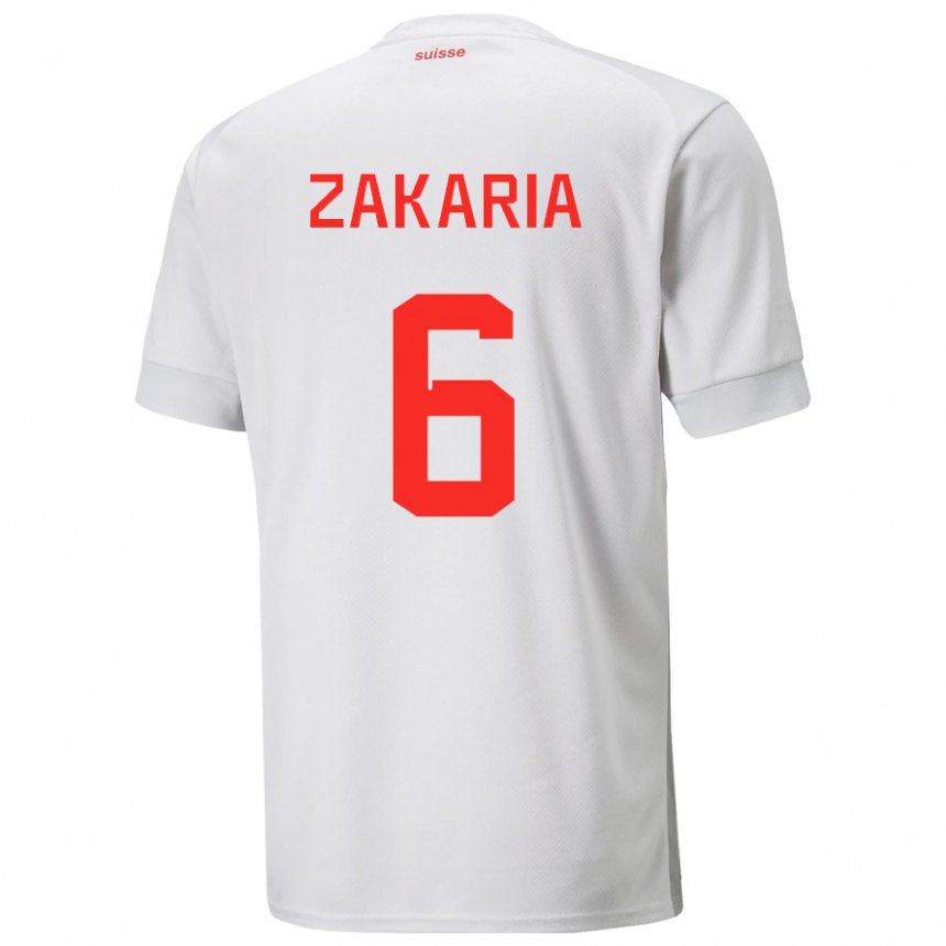 Damen Schweizer Denis Zakaria #6 Weiß Auswärtstrikot Trikot 22-24 T-shirt Belgien
