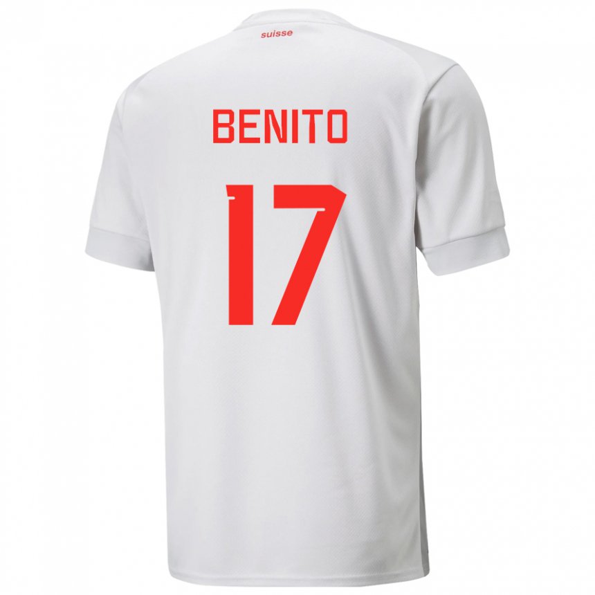 Damen Schweizer Loris Benito #17 Weiß Auswärtstrikot Trikot 22-24 T-shirt Belgien