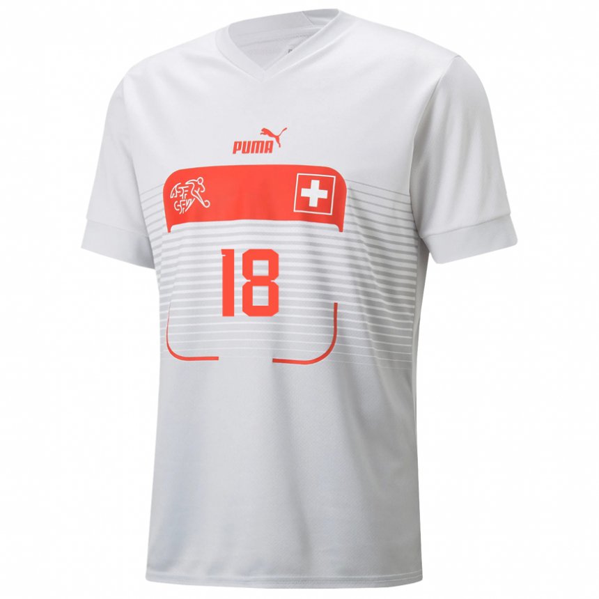 Damen Schweizer Admir Mehmedi #18 Weiß Auswärtstrikot Trikot 22-24 T-shirt Belgien