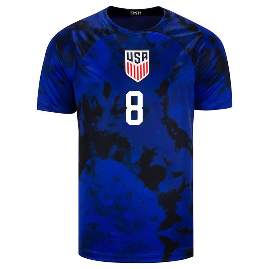 Damen Us-amerikanische Weston Mckennie #8 Königsblau Auswärtstrikot Trikot 22-24 T-shirt Belgien