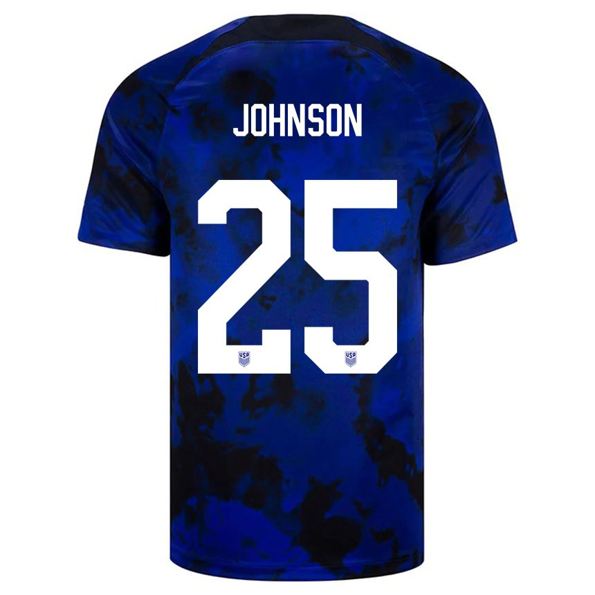 Damen Us-amerikanische Sean Johnson #25 Königsblau Auswärtstrikot Trikot 22-24 T-shirt Belgien