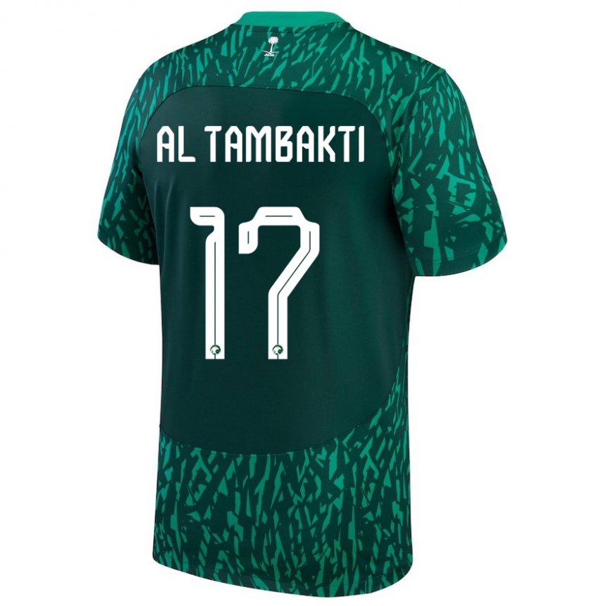 Femme Maillot Arabie Saoudite Hassan Al Tambakti #17 Vert Foncé Tenues Extérieur 22-24 T-shirt Belgique
