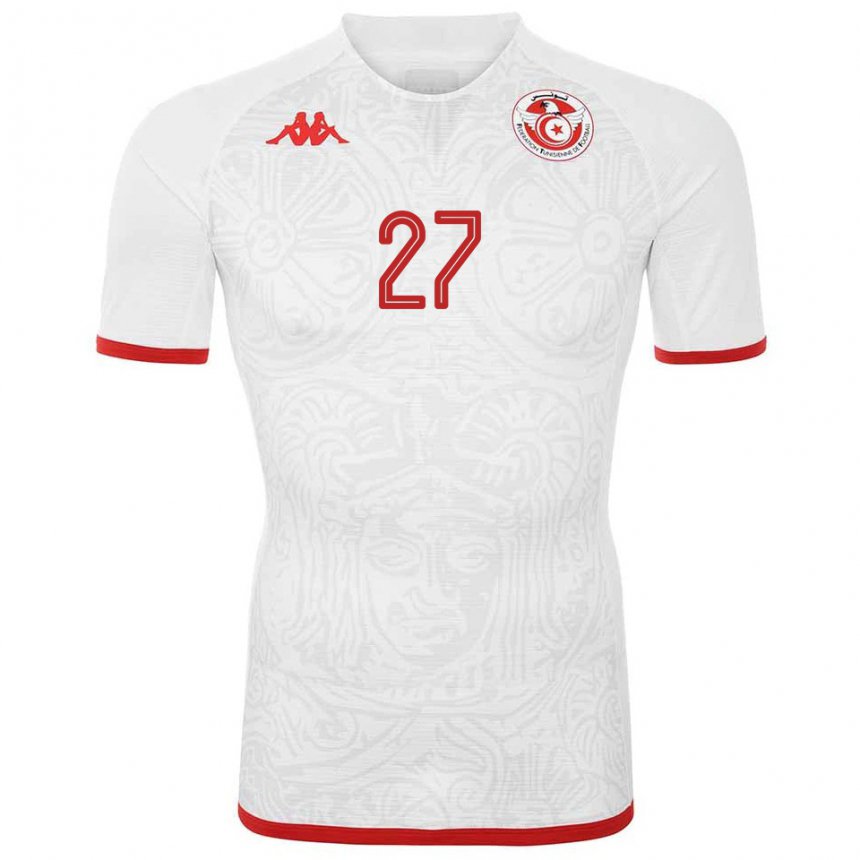 Damen Tunesische Issam Jebali #27 Weiß Auswärtstrikot Trikot 22-24 T-shirt Belgien