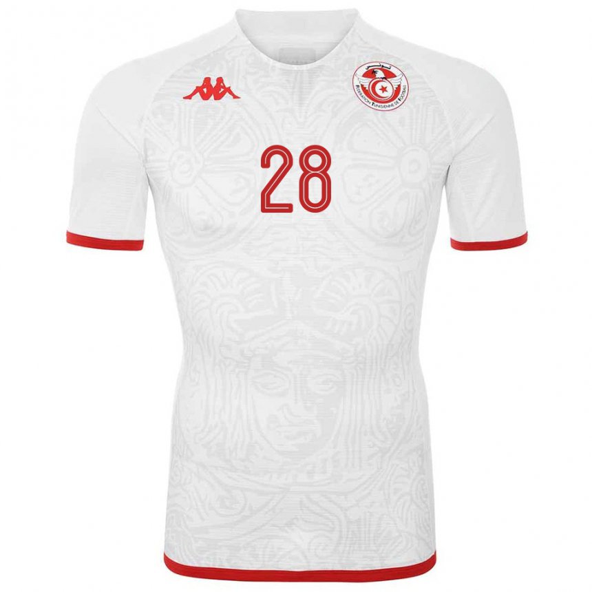 Damen Tunesische Aissa Laidouni #28 Weiß Auswärtstrikot Trikot 22-24 T-shirt Belgien