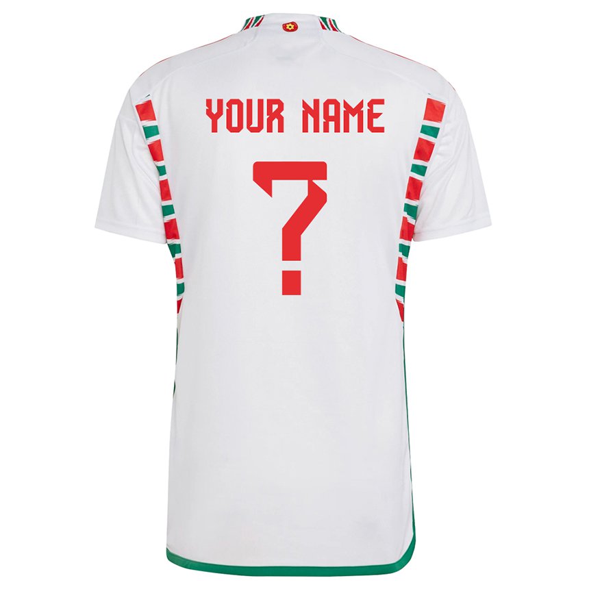 Damen Walisische Ihren Namen #0 Weiß Auswärtstrikot Trikot 22-24 T-shirt Belgien
