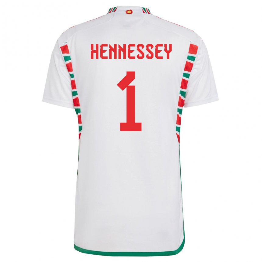 Damen Walisische Wayne Hennessey #1 Weiß Auswärtstrikot Trikot 22-24 T-shirt Belgien