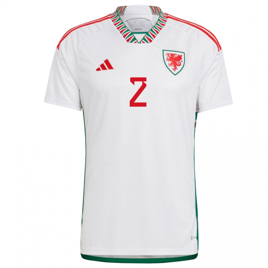 Damen Walisische Chris Gunter #2 Weiß Auswärtstrikot Trikot 22-24 T-shirt Belgien