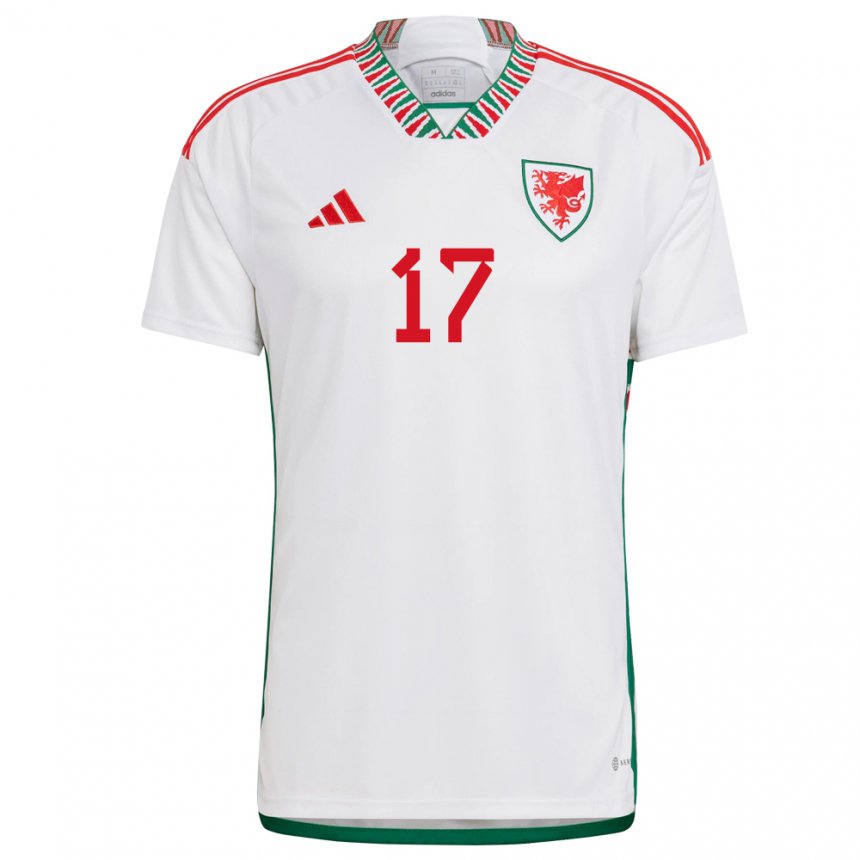 Damen Walisische Rhys Norrington Davies #17 Weiß Auswärtstrikot Trikot 22-24 T-shirt Belgien