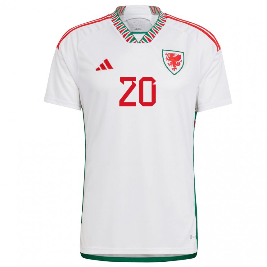 Damen Walisische Daniel James #20 Weiß Auswärtstrikot Trikot 22-24 T-shirt Belgien