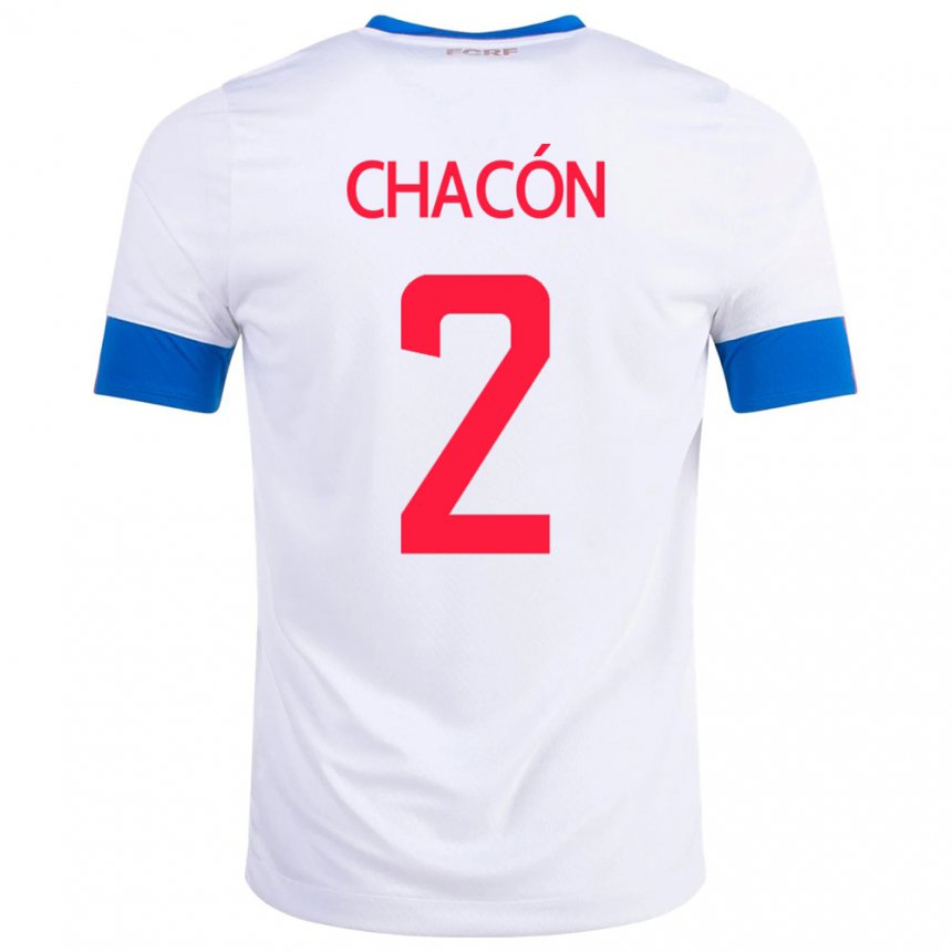 Damen Costa-ricanische Daniel Chacon #2 Weiß Auswärtstrikot Trikot 22-24 T-shirt Belgien