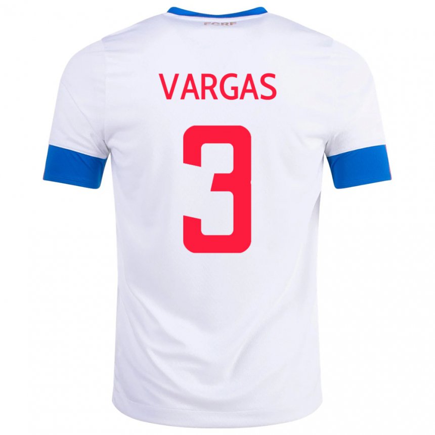 Damen Costa-ricanische Juan Pablo Vargas #3 Weiß Auswärtstrikot Trikot 22-24 T-shirt Belgien