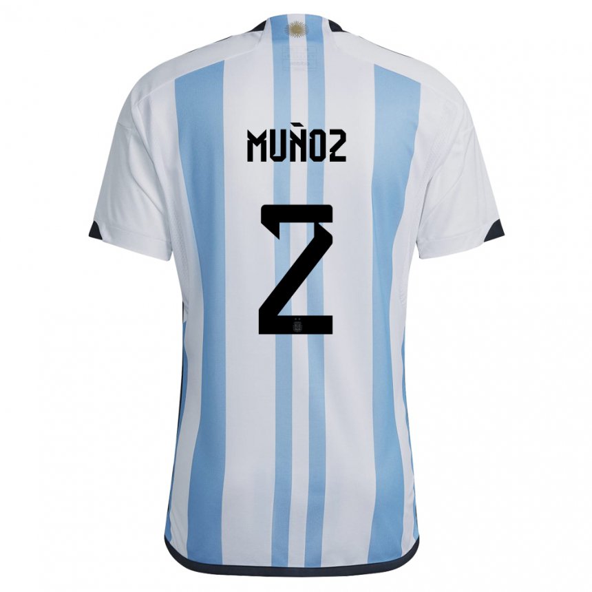 Kinder Argentinische Luana Munoz #2 Weiß Himmelblau Heimtrikot Trikot 22-24 T-shirt Belgien