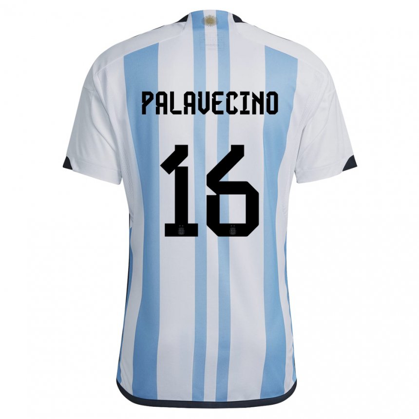 Kinder Argentinische Nicolas Palavecino #16 Weiß Himmelblau Heimtrikot Trikot 22-24 T-shirt Belgien