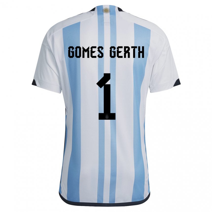 Kinder Argentinische Federico Gomes Gerth #1 Weiß Himmelblau Heimtrikot Trikot 22-24 T-shirt Belgien