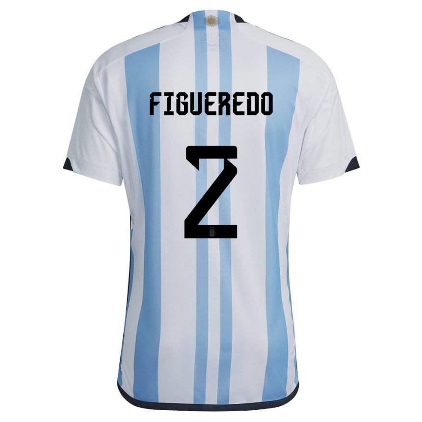 Kinder Argentinische Leandro Figueredo #2 Weiß Himmelblau Heimtrikot Trikot 22-24 T-shirt Belgien