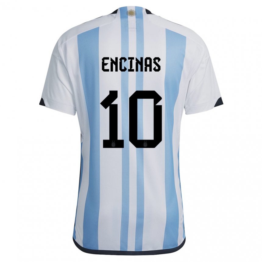 Kinder Argentinische Axel Encinas #10 Weiß Himmelblau Heimtrikot Trikot 22-24 T-shirt Belgien