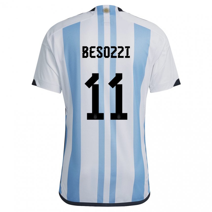 Kinder Argentinische Lucas Besozzi #11 Weiß Himmelblau Heimtrikot Trikot 22-24 T-shirt Belgien