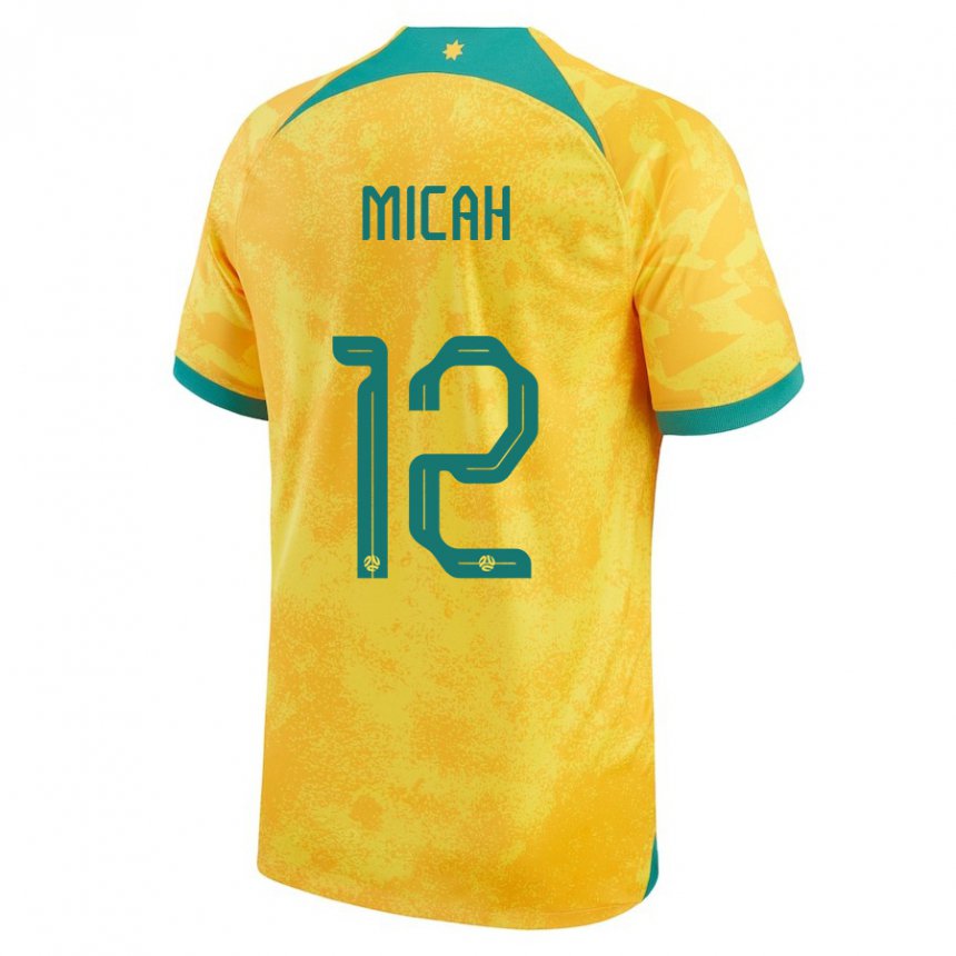 Enfant Maillot Australie Teagan Micah #12 Doré Tenues Domicile 22-24 T-shirt Belgique
