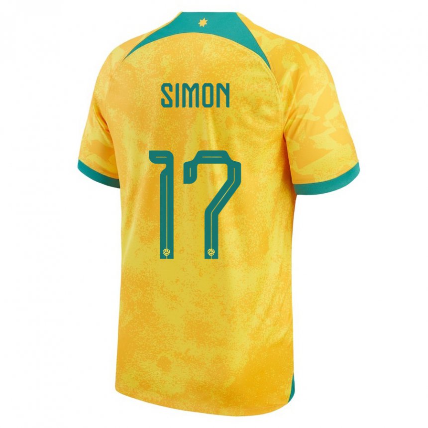 Kinder Australische Kyah Simon #17 Gold Heimtrikot Trikot 22-24 T-shirt Belgien