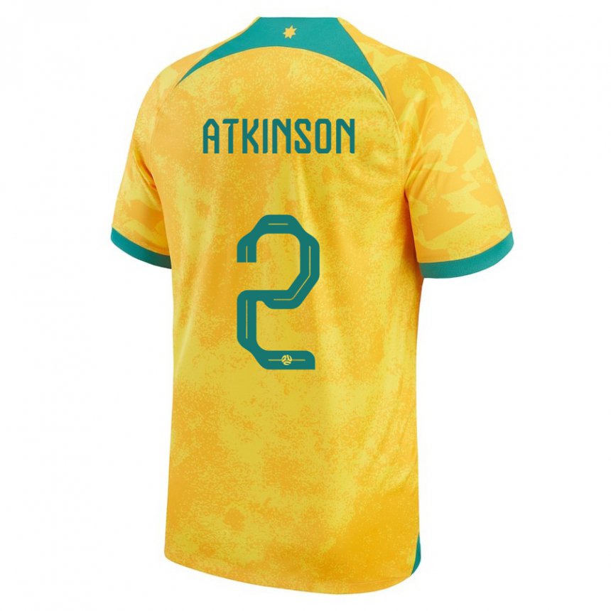 Kinder Australische Nathaniel Atkinson #2 Gold Heimtrikot Trikot 22-24 T-shirt Belgien