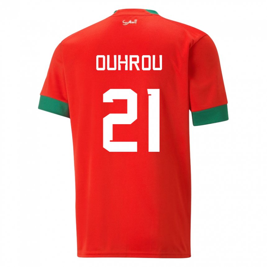 Kinderen Marokkaans Marouane Ouhrou #21 Rood Thuisshirt Thuistenue 22-24 T-shirt België