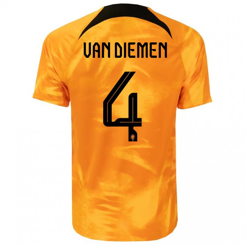 Kinder Niederländische Samantha Van Diemen #4 Laser-orange Heimtrikot Trikot 22-24 T-shirt Belgien