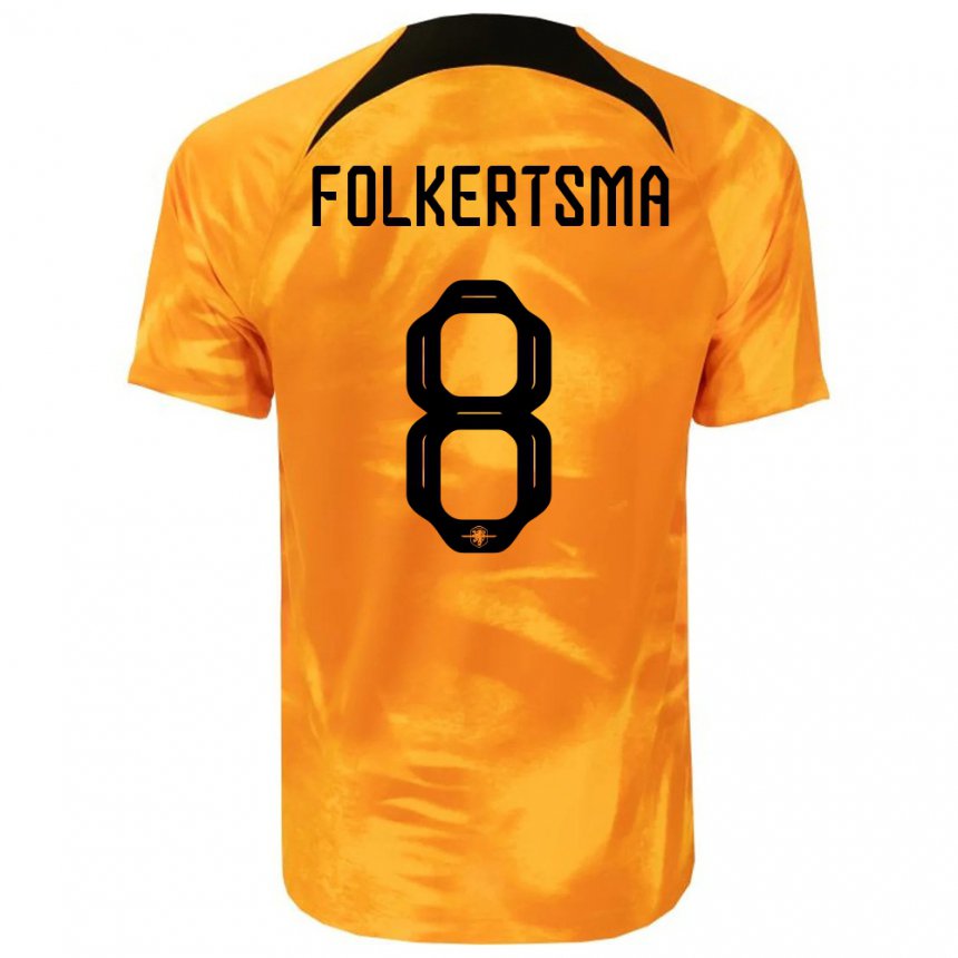 Kinder Niederländische Sisca Folkertsma #8 Laser-orange Heimtrikot Trikot 22-24 T-shirt Belgien