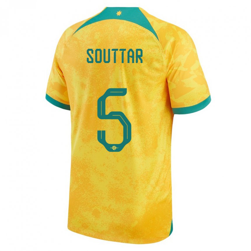 Kinderen Australisch Harry Souttar #5 Gouden Thuisshirt Thuistenue 22-24 T-shirt België