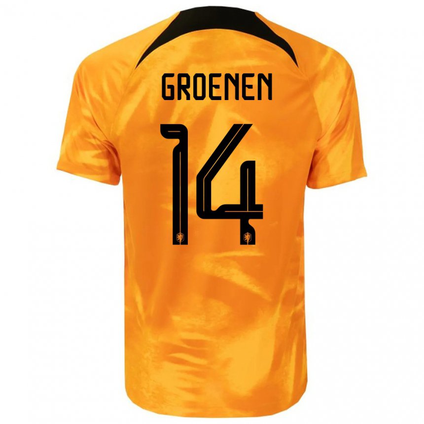 Enfant Maillot Pays-bas Jackie Groenen #14 Orange Laser Tenues Domicile 22-24 T-shirt Belgique